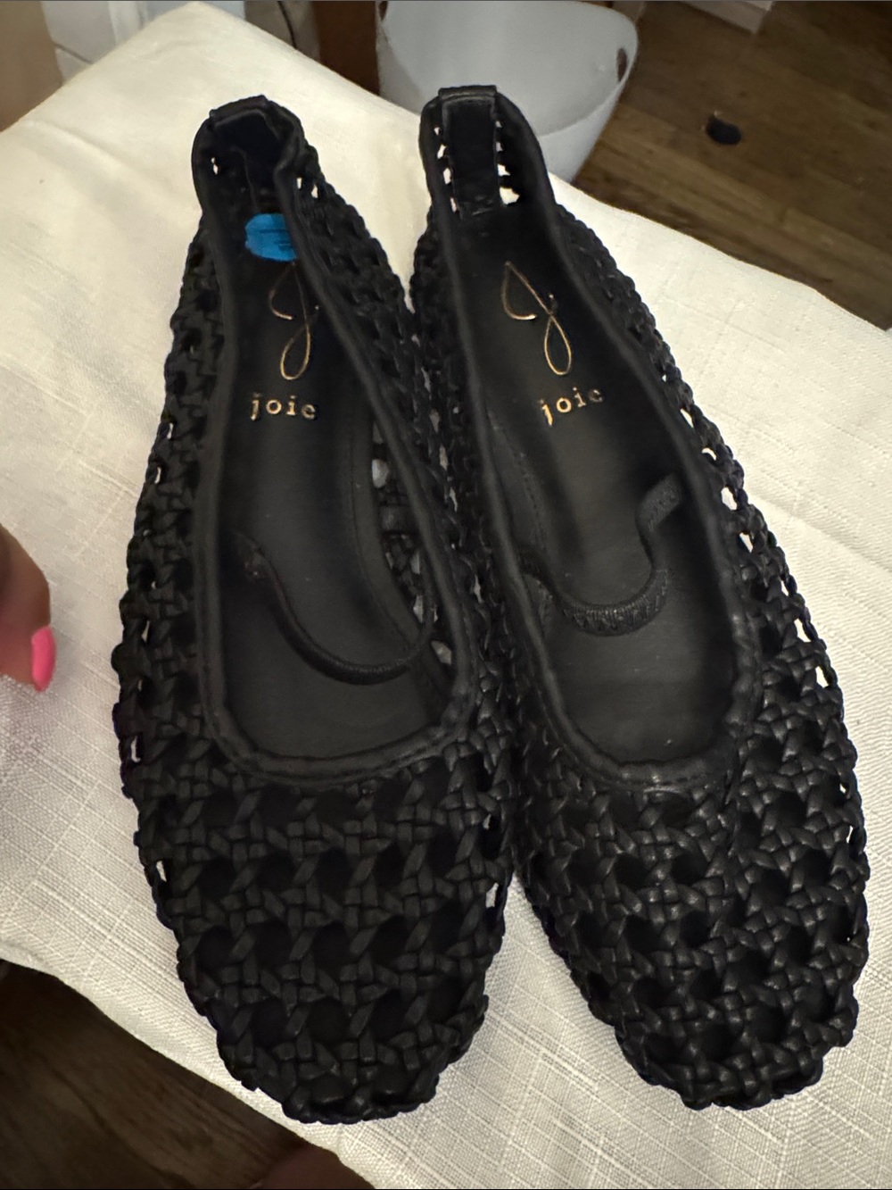 Joie Black Woven Slip-On Flats